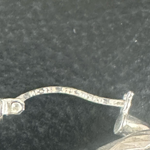 Two Sets Gorgeous Stamped Sterling Silver Hoops - Picture 3 of 5